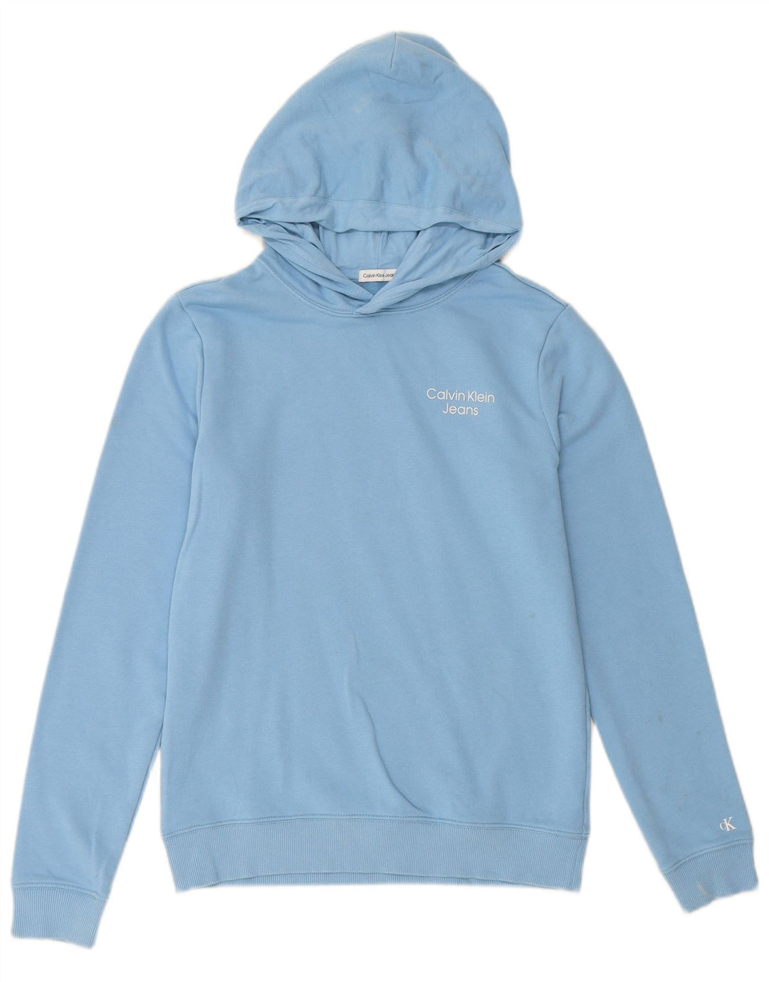 CALVIN KLEIN JEANS Boys Hoodie Jumper 15-16 ετών Μπλε βαμβακερό