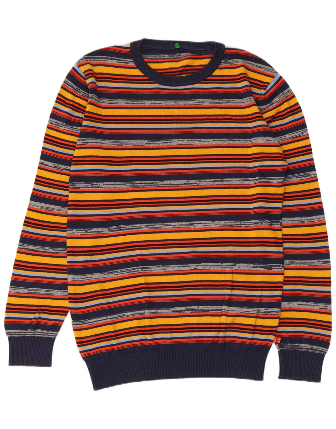 Ανδρικό πουλόβερ Benetton Crew Neck Jumper Μεσαίο πολύχρωμο βαμβακερό ριγέ