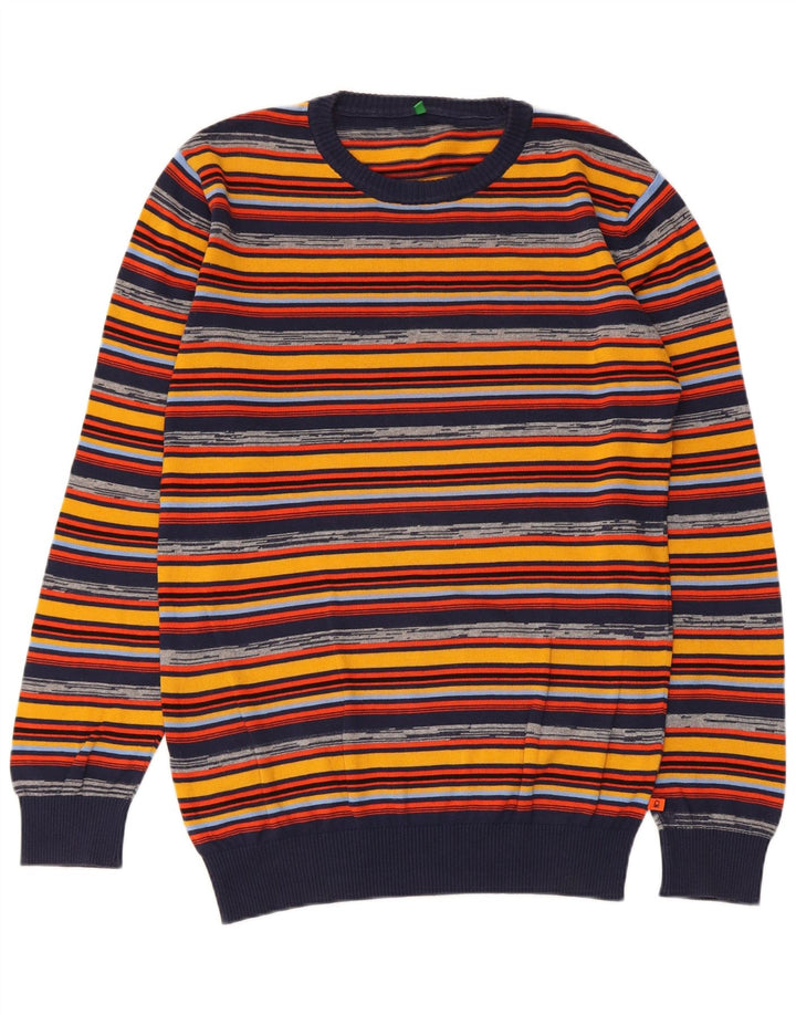 Ανδρικό πουλόβερ Benetton Crew Neck Jumper Μεσαίο πολύχρωμο βαμβακερό ριγέ