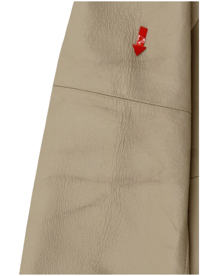 Vintage Γυναικείο Δερμάτινο Παλτό UK 12 Medium Beige Leather