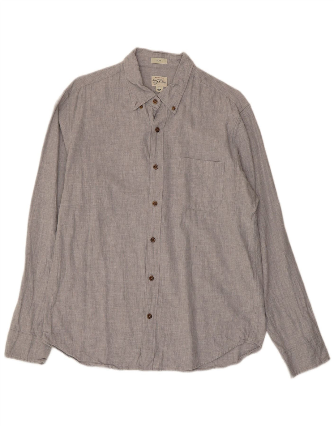 J. CREW Mens Slim Fit Shirt Large Grey Cotton