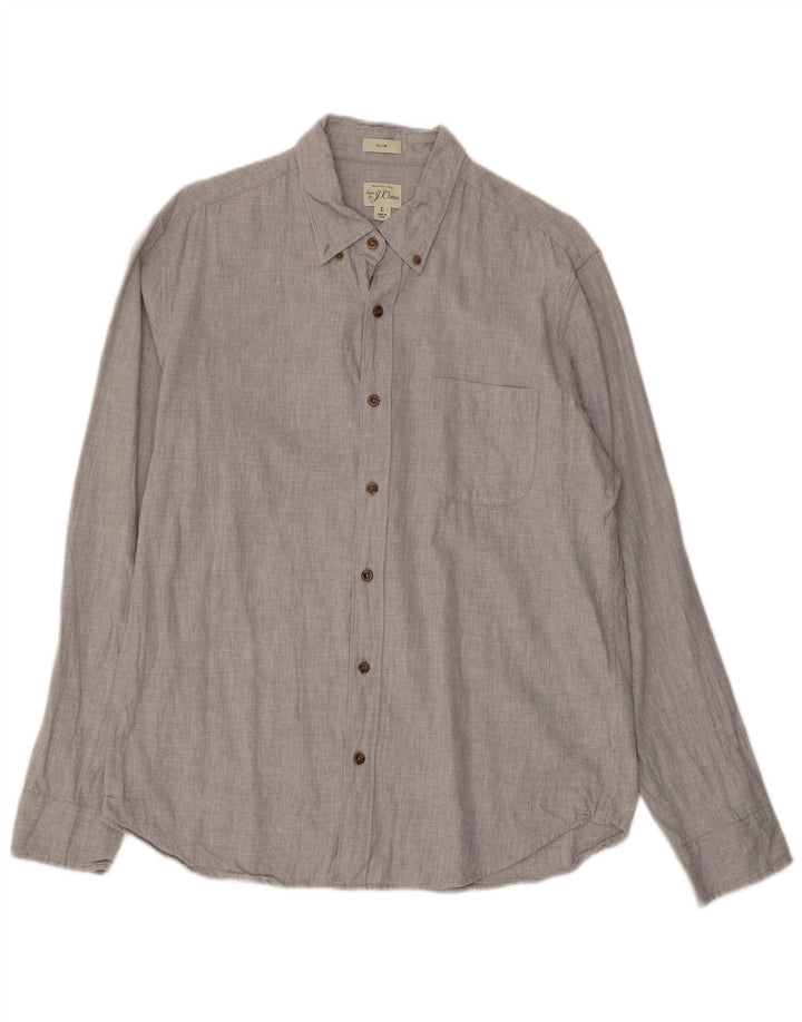 J. CREW Mens Slim Fit Shirt Large Grey Cotton