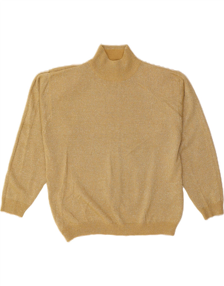 VINTAGE Womens Oversized Turtle Neck Jumper Sweater UK 10 Small Beige Vintage Vintage and Second-Hand Vintage from Messina Hembry 