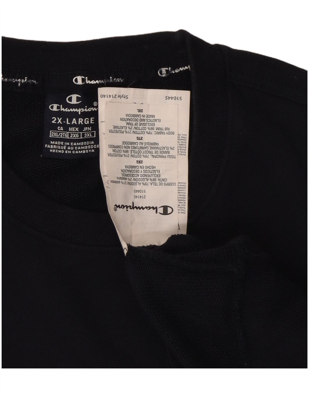 CHAMPION Γραφικό Ανδρικό Φούτερ Jumper 2XL Navy Blue Cotton