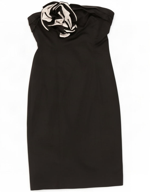 Coast Womens Strapless Dress UK 12 Medium Black Floral Acetate