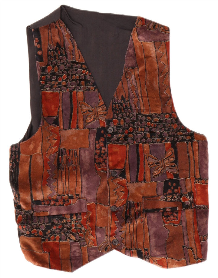 Vintage Ανδρικό Γιλέκο Μεγάλο Καφέ Patchwork Πολυεστέρας