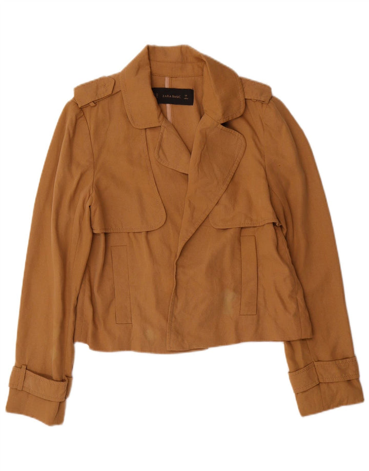 Zara Γυναικείο Oversized Crop Open Blazer Jacket UK 6 XS Brown Lyocell