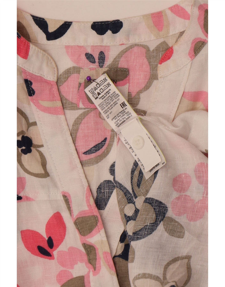 Marks & Spencer Γυναικεία Μπλούζα Oversized Top UK 12 Medium White Floral Λινό