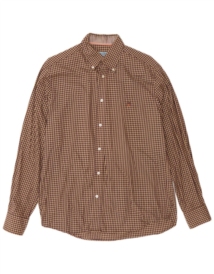 Ανδρικό πουκάμισο Harmont & Blaine XL Καφέ Gingham Cotton