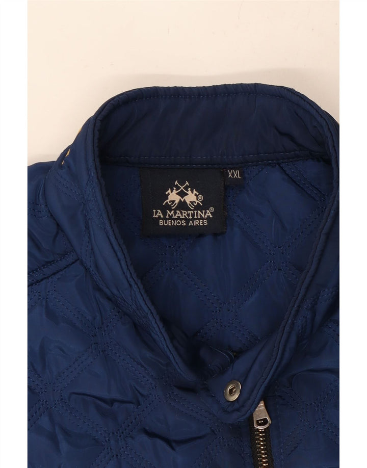 LA MARTINA Γυναικείο γραφικό καπιτονέ μπουφάν UK 20 2XL Navy Blue