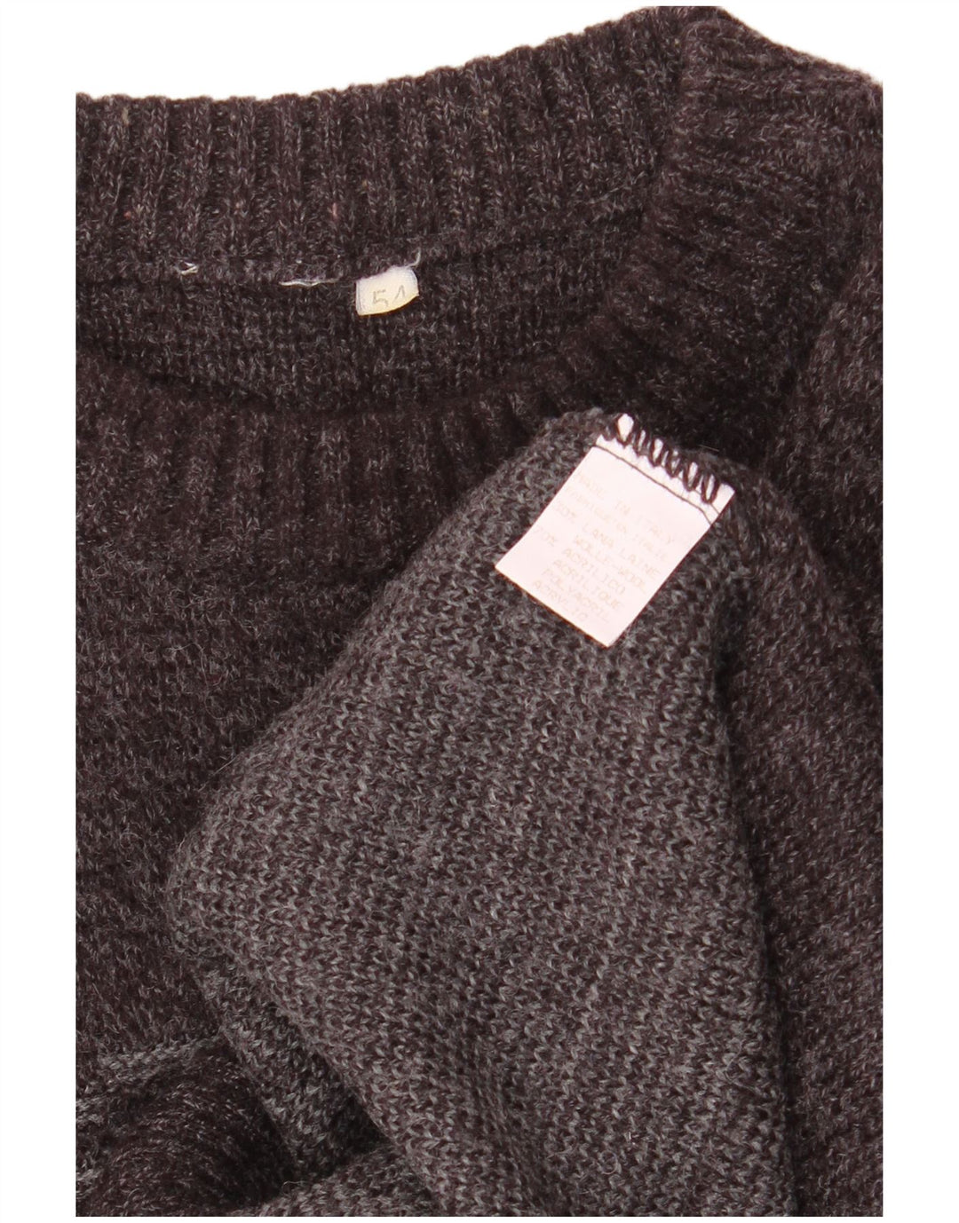 VINTAGE Ανδρικό πουλόβερ με λαιμόκοψη IT 54 XL Γκρι Fair Isle Wool