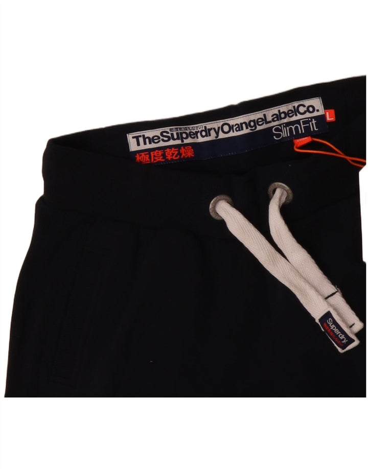 Superdry γυναικεία αθλητική φόρμα παντελόνι Joggers UK 14 Large Navy Blue Cotton