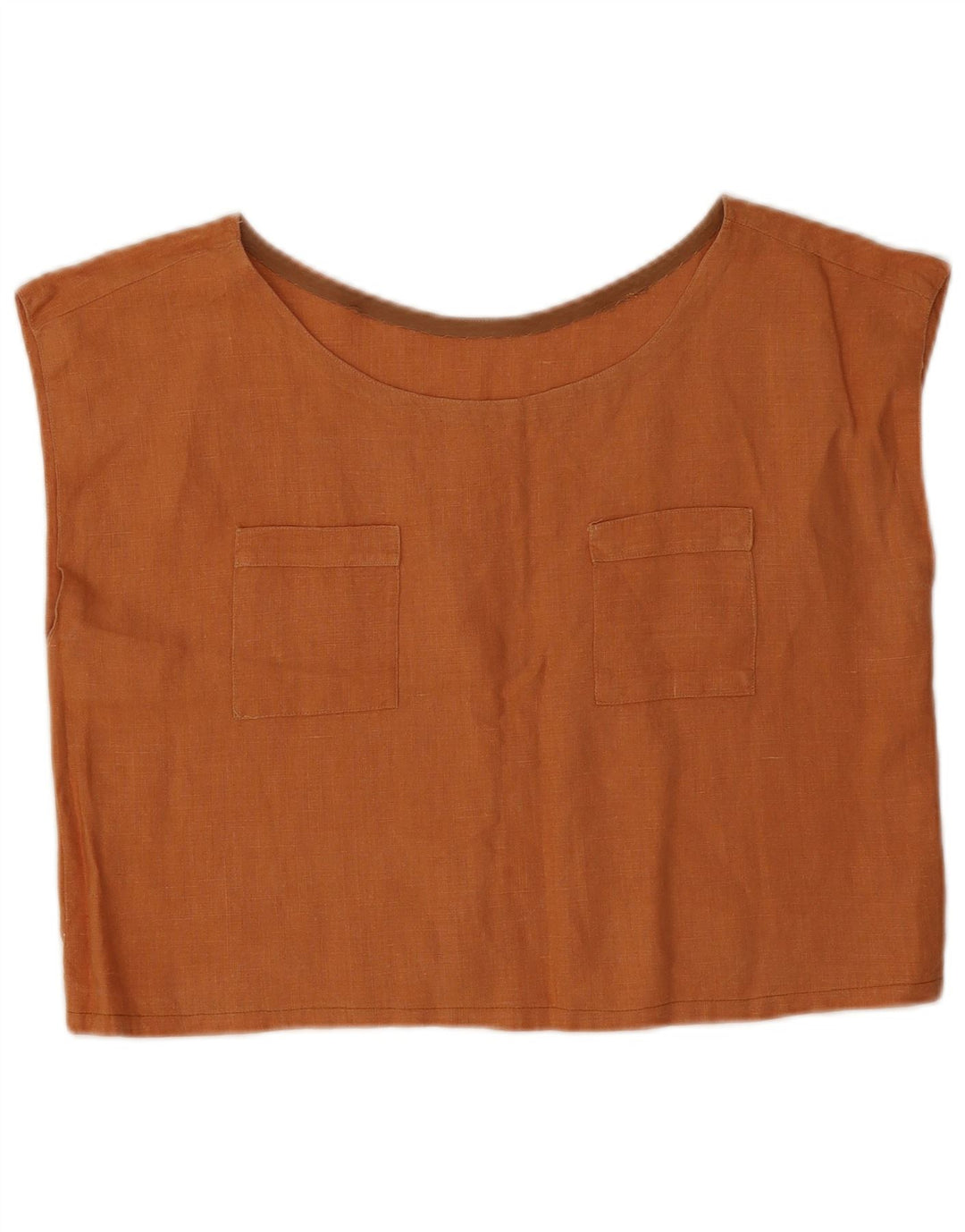 Vintage Γυναικεία Crop Μπλούζα Τοπ UK 12 Medium Brown