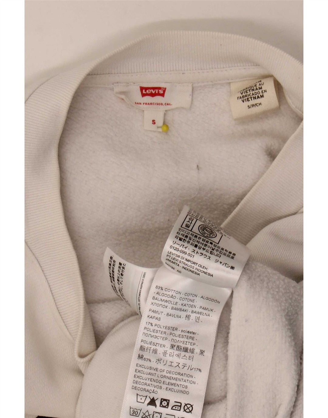 Levi's Γυναικεία Crop Graphic Φούτερ Jumper UK 10 Small White