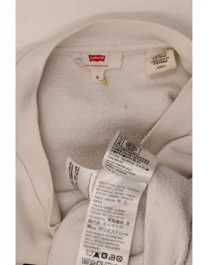 Levi's Γυναικεία Crop Graphic Φούτερ Jumper UK 10 Small White