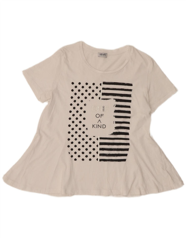 Liu Jo Γυναικεία Μπλούζα Milano Graphic Top UK 12 Medium White
