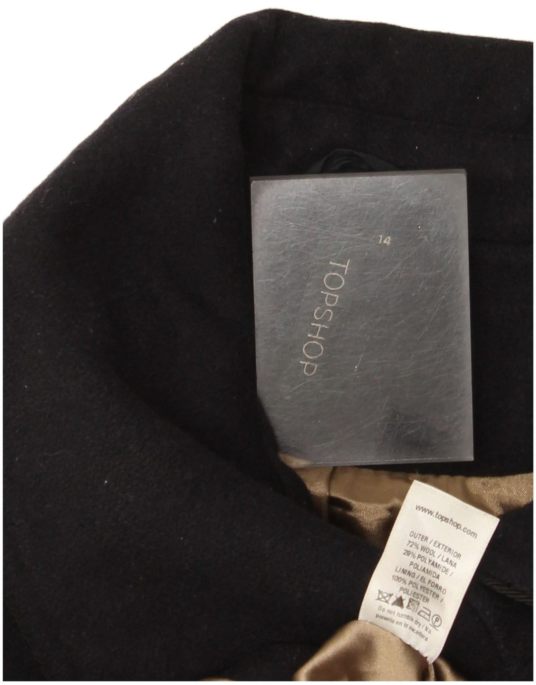 Topshop Γυναικείο Πανωφόρι UK 14 Medium Navy Blue Wool