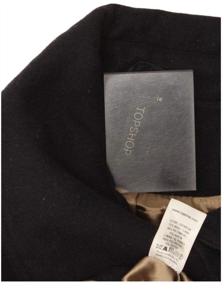Topshop Γυναικείο Πανωφόρι UK 14 Medium Navy Blue Wool