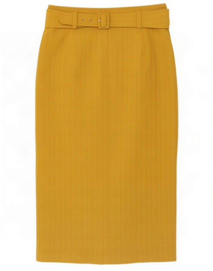 Marks & Spencer Γυναικεία Midi Φούστα UK 12 Medium W30 Yellow Polyester