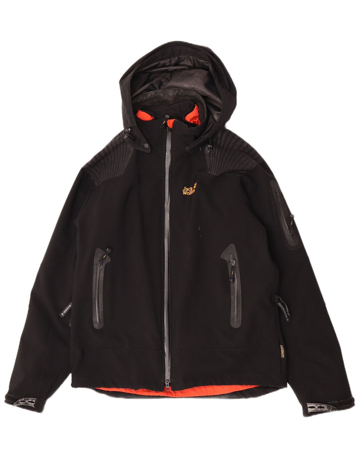 Jack Wolfskin Ανδρικό Αντιανεμικό Μπουφάν με Κουκούλα UK 40/42 Μεγάλο Μαύρο Πολυεστέρα