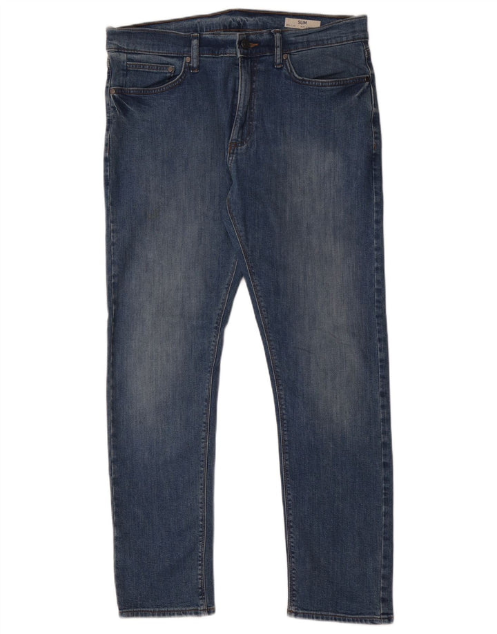 Ανδρικό Slim Jeans Marks & Spencer W34 L31 Blue Cotton