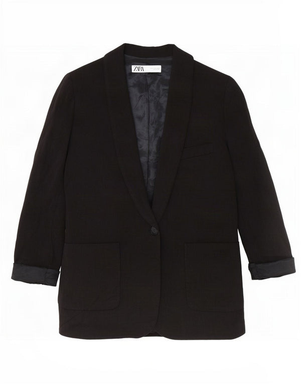 Zara Γυναικείο Μπουφάν 1 Κουμπί Blazer UK 14 Medium Black