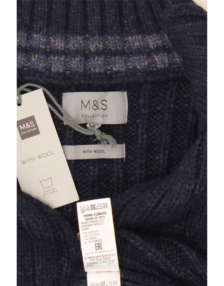 Marks & Spencer Ανδρικό πουλόβερ με φερμουάρ 2XL Ακρυλικό Navy Blue