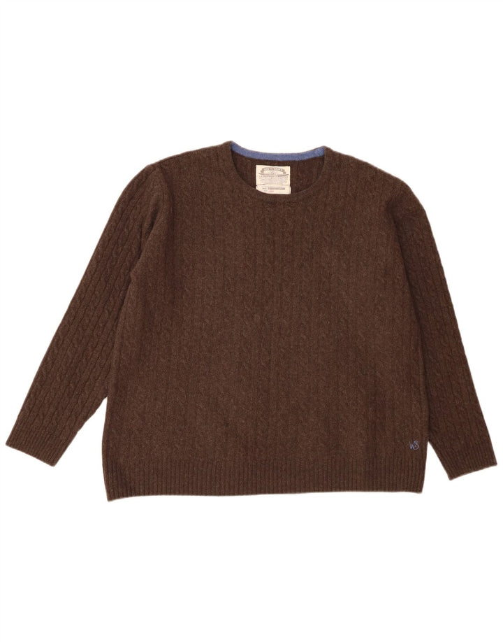 White Stuff Γυναικείο πουλόβερ με λαιμόκοψη UK 16 Large Brown Lambswool