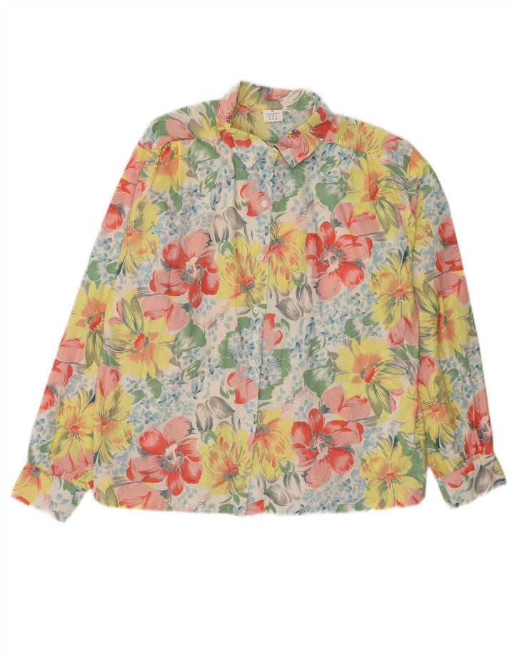 VINTAGE Womens Shirt EU 46 XL Multicoloured Floral Cotton