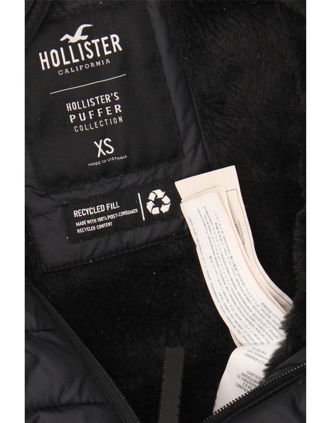Ανδρικό μπουφάν με κουκούλα HOLLISTER UK 34 XS μαύρο νάιλον