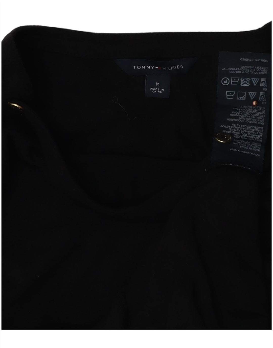 Tommy Hilfiger Γυναικείο τοπ 3/4 μανίκι UK 12 μεσαίο μαύρο βαμβακερό