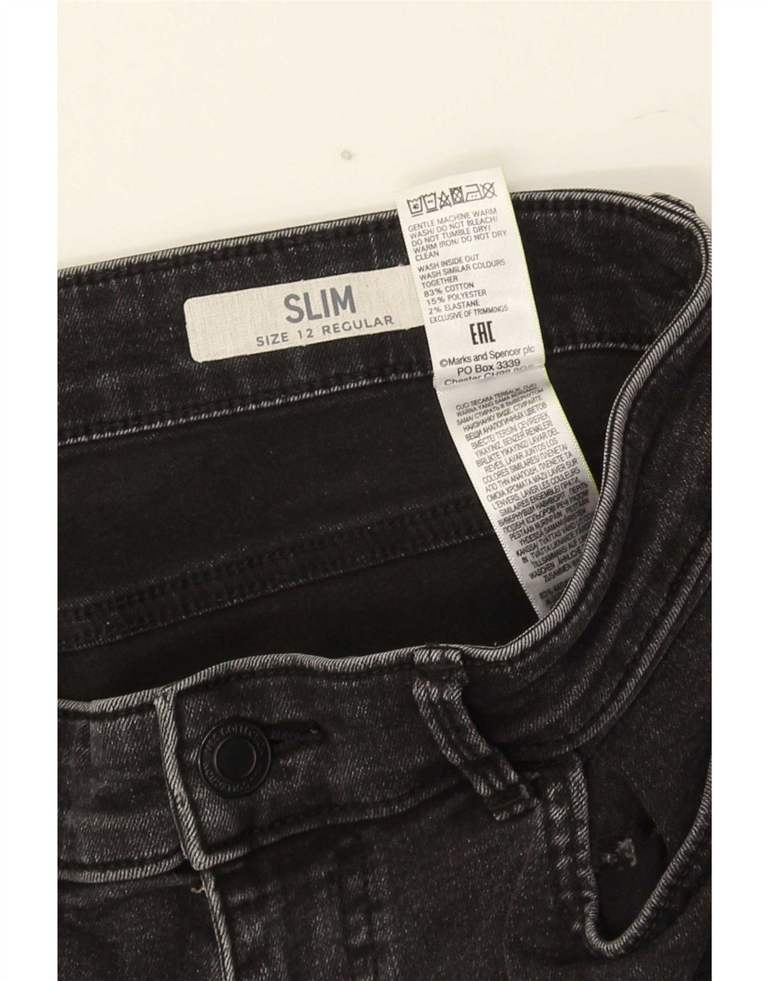 Marks & Spencer Γυναικεία Slim Jeans UK 12 Medium W30 L27 Γκρι βαμβακερό