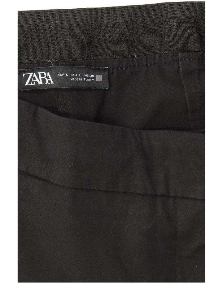 ZARA Γυναικείο Slim Casual Παντελόνι Μεγάλο W32 L26 Μαύρο