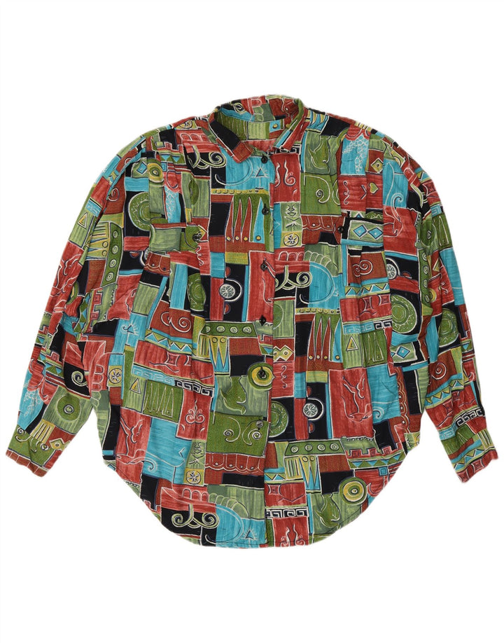 Vintage γυναικείο πουκάμισο μπλούζα UK 20 2XL Πολύχρωμο Patchwork
