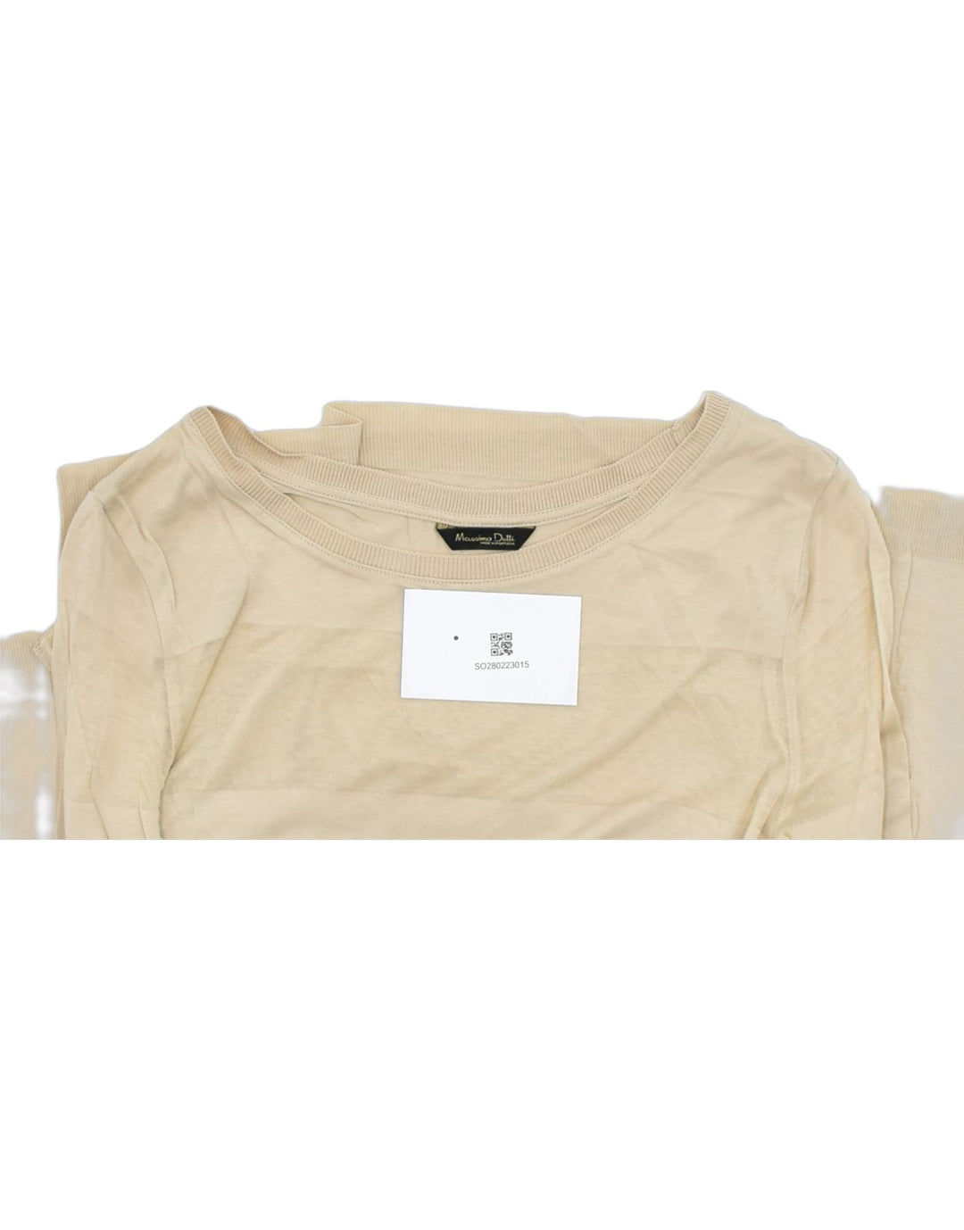 MASSIMO DUTTI Womens Boat Neck Jumper Sweater EU 36 Small Beige Striped | Vintage | Thrift | Second-Hand | Used Clothing | Messina Hembry 