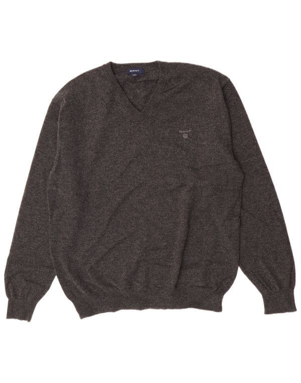 Ανδρικό πουλόβερ με λαιμόκοψη Gant 2XL Γκρι Lambswool