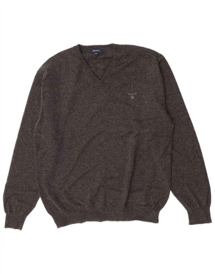 Ανδρικό πουλόβερ με λαιμόκοψη Gant 2XL Γκρι Lambswool