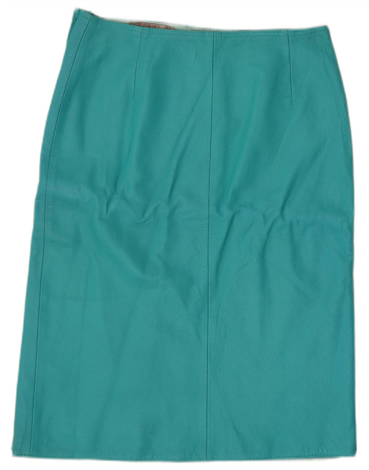 Vintage Γυναικεία Δερμάτινη Φούστα IT 44 Medium W28 Turquoise Leather