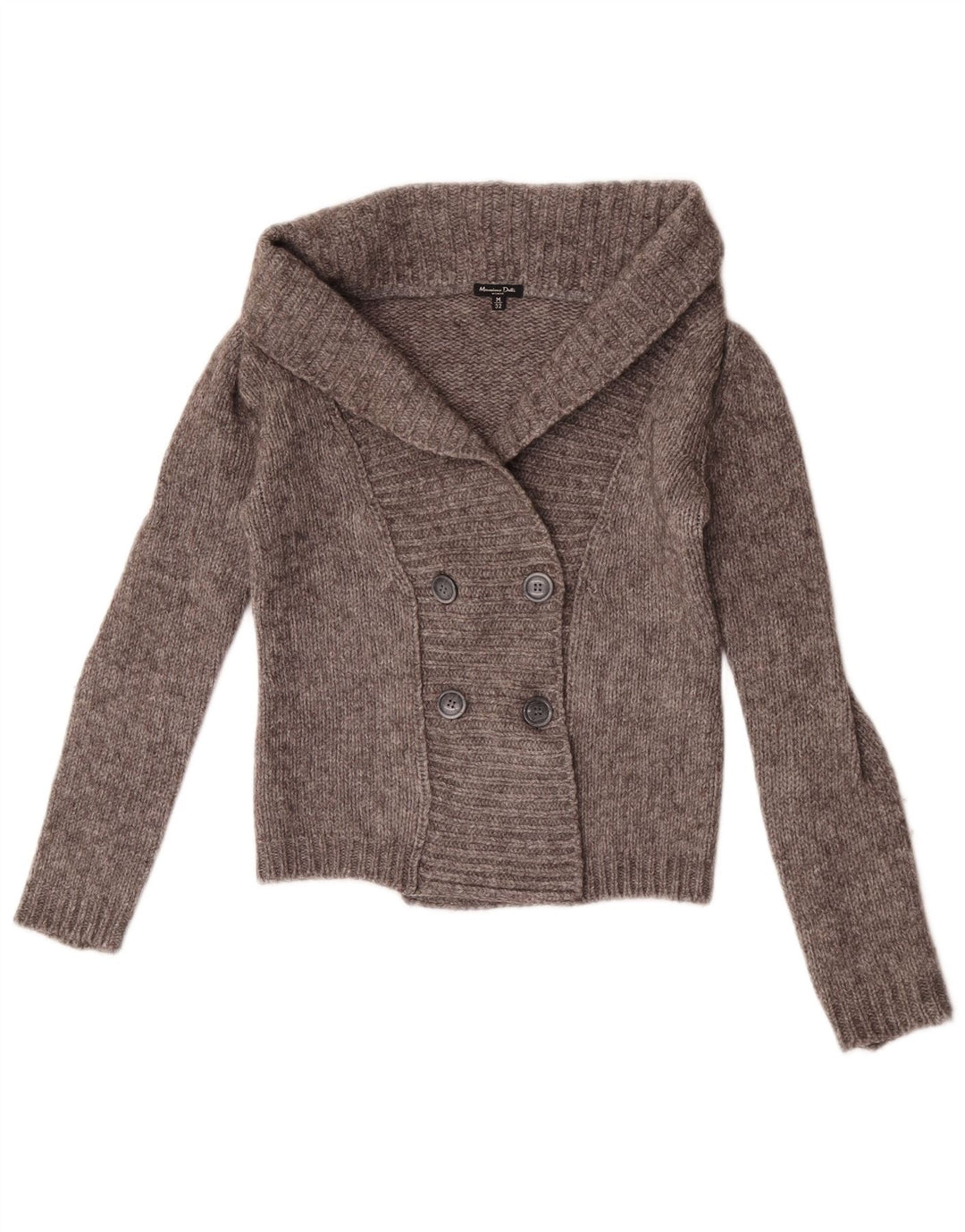 Massimo Dutti Γυναικείο πουλόβερ Crop Cardigan UK 12 Μεσαίο γκρι μαλλί