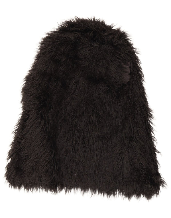 Zara Γυναικεία Faux Fur Gilet UK 14 Medium Black Modacryl