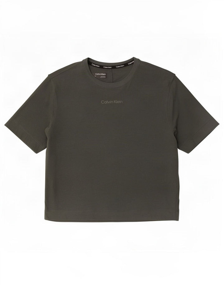 Γυναικείο T-Shirt Calvin Klein Top UK 14 μεσαίου γκρι βαμβακερό