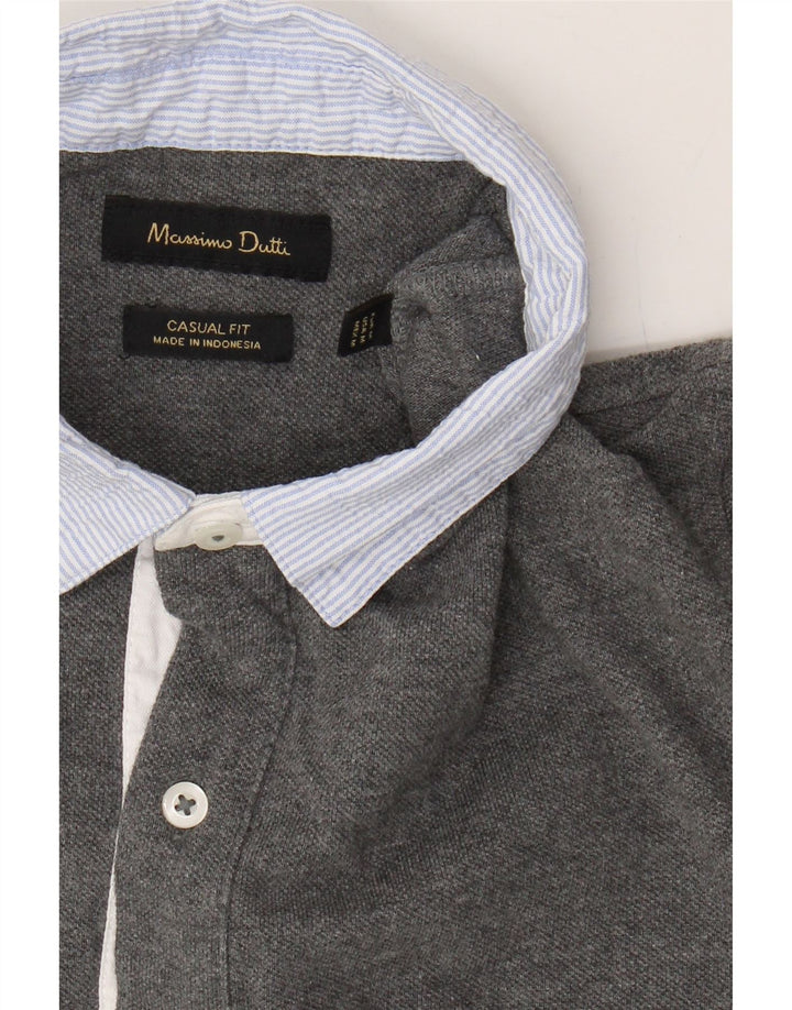 MASSIMO DUTTI Mens Casual Fit Polo Shirt Medium Grey Cotton Vintage Massimo Dutti and Second-Hand Massimo Dutti from Messina Hembry 