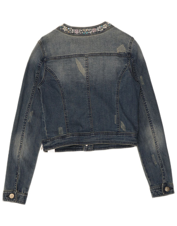 Simona Barbieri Girls Twin-Set Crop Denim Jacket 13-14 Years Blue Cotton