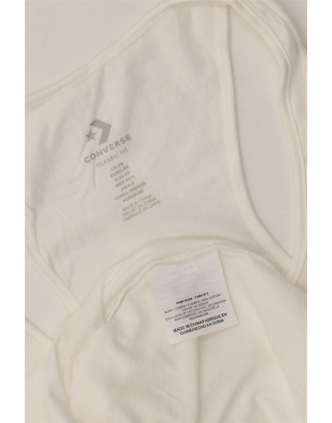 Γυναικείο γραφικό γιλέκο CONVERSE Classic Fit Top UK 6 XS Λευκό βαμβακερό