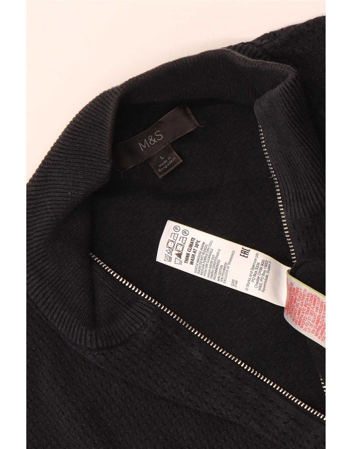 Marks & Spencer Ανδρική ζακέτα πουλόβερ μεγάλο μαύρο βαμβακερό