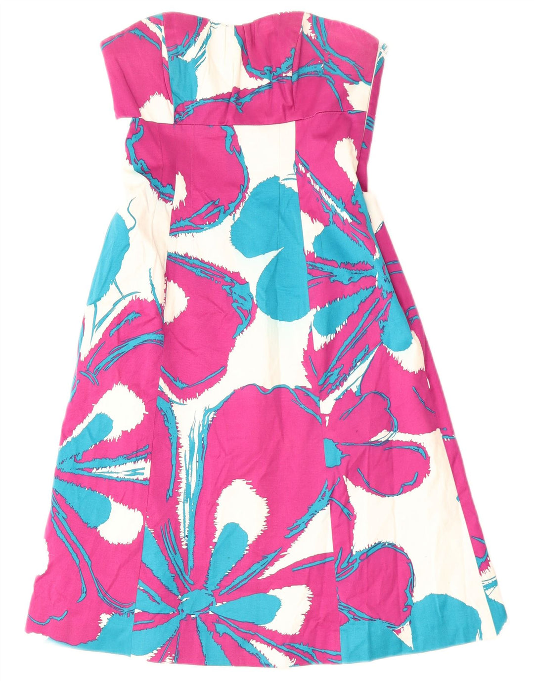 Coast Γυναικείο Στράπλες Φόρεμα UK 8 Small Pink Floral Βαμβακερό