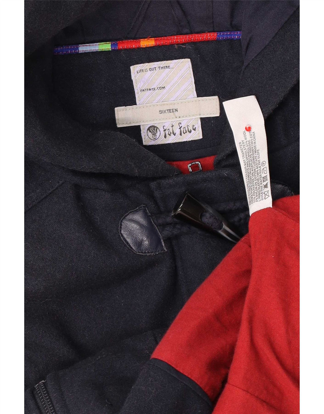Γυναικείο μπουφάν Duffle με κουκούλα Fat Face UK 16 Large Navy Blue Wool