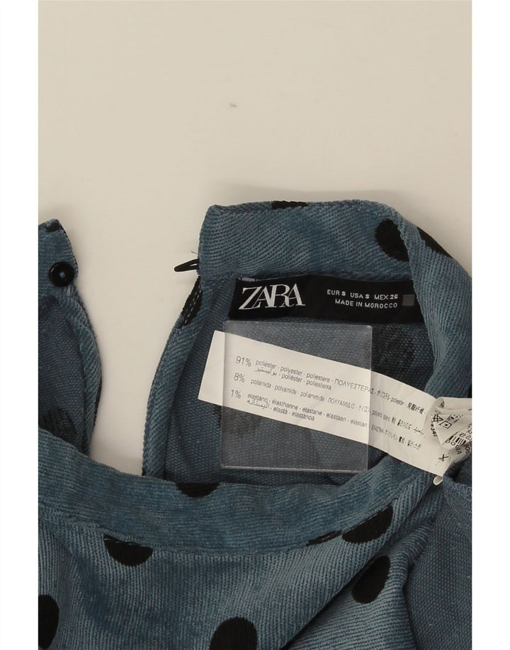 Zara γυναικείο μακρυμάνικο φόρεμα UK 10 Small Blue Pot Polyester