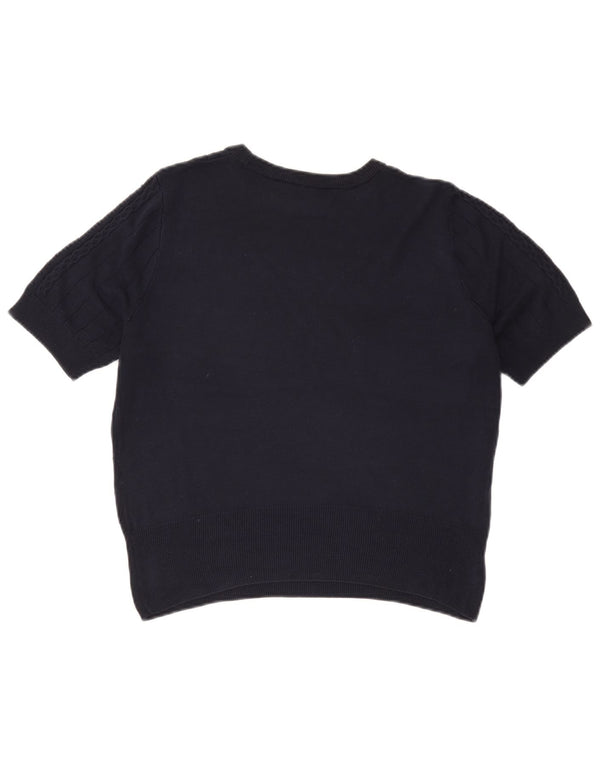 Marks & Spencer Γυναικείο πουλόβερ με λαιμόκοψη Crop Crop UK 14 Medium Navy Blue