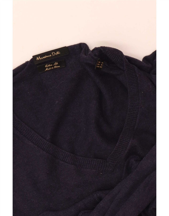 Ανδρικό πουλόβερ Massimo Dutti με V λαιμόκοψη, μεσαίο μπλε ναυτικό